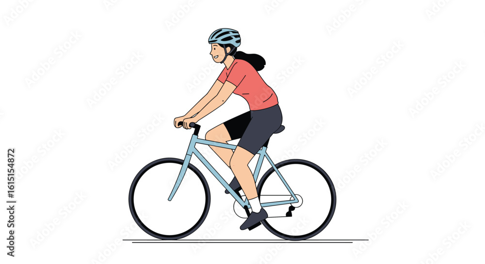 Obraz premium Active person riding a bicycle on a sunny day wearing a helmet for safety and enjoying outdoor exercise