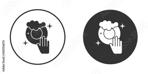 Washing dishes icon, symbol, Vector pictogram. Simple element illustration.