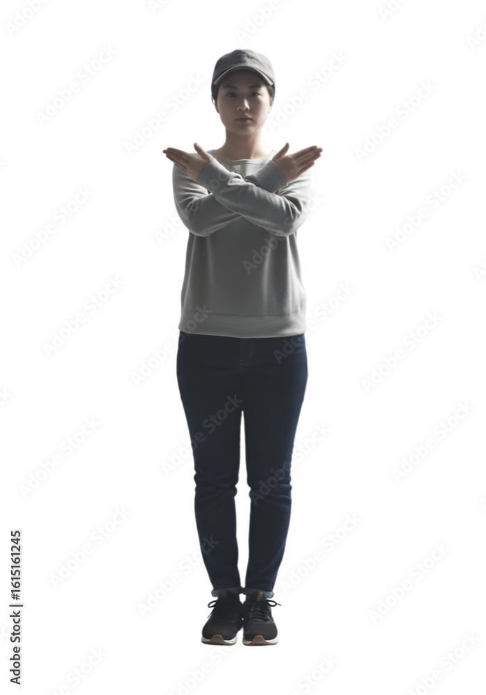 Person with Arms Crossed Over Chest, Ideal for Closed Stance, Protection, and Self-Preservation Concepts. Person with Arms Crossed Over Chest, Ideal for Closed Stance, Protection, and Self-Preservation Concepts.