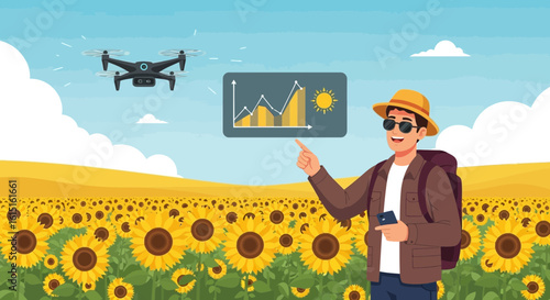 Drone Tracking In Sunflower Fields For Agriculture Analysis By Young Agronomist