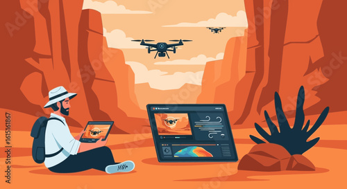 Adventurous Drone Videographer Capturing Breathtaking Canyon Footage
