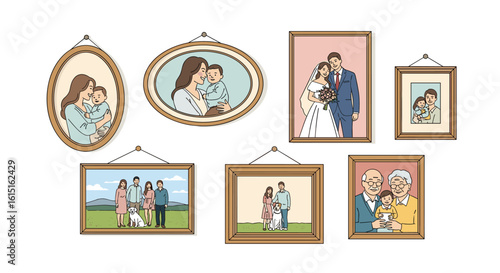 A charming collection of pixel art family portraits showcasing cherished memories and lifelong bonds
