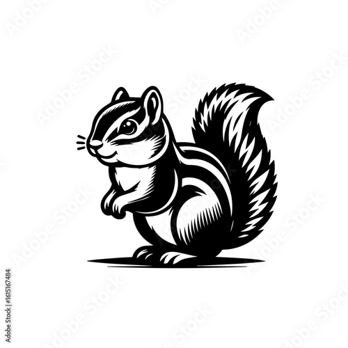 Cute chipmunk with bushy tail, ready to gather nuts