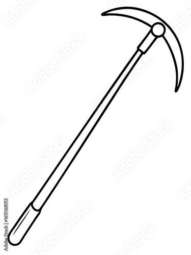 Crowbar tool with curved blade in simple line drawing style  