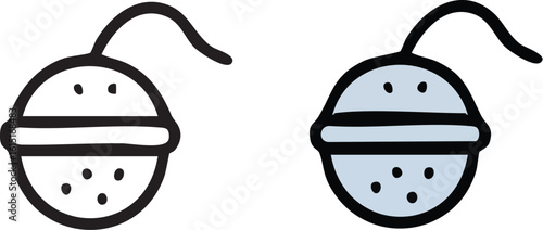 Two Tea Infuser Icons Black and White and Color.