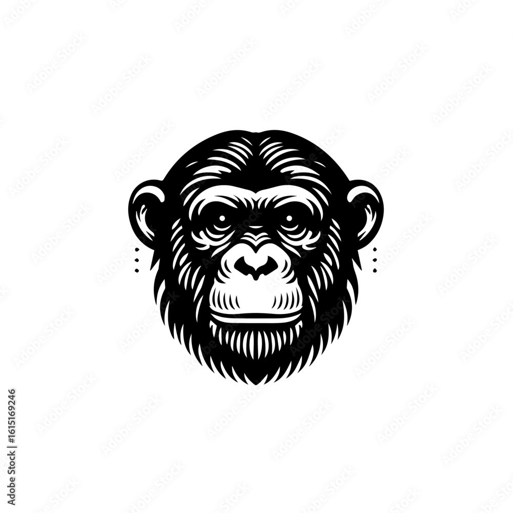 Obraz premium Stylized monkey face illustration isolated on white background