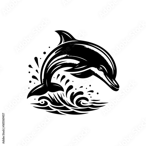 A playful dolphin leaps from the ocean waves