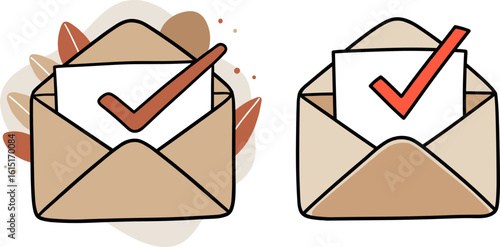 Concept of vector representing checked envelopes with documents inside  