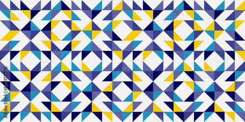 Geometric Quilt Inspired Seamless vector Pattern, retro colors