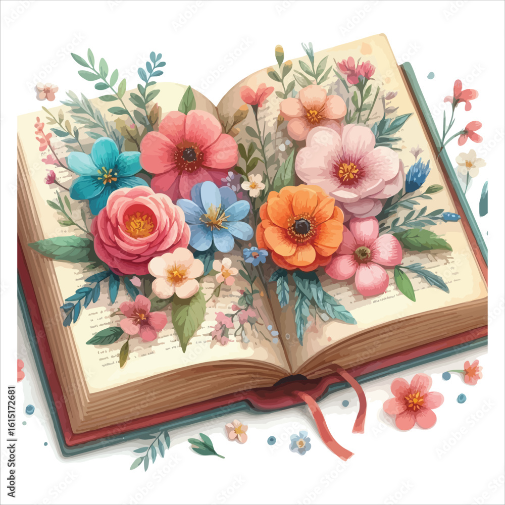 Fototapeta premium Art of flowers bloom from an open book