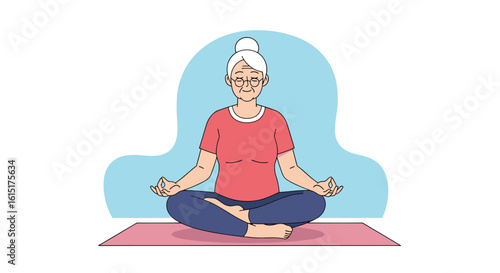 Serene woman practicing meditation and yoga on a mat in a peaceful pose for well-being and mindfulness