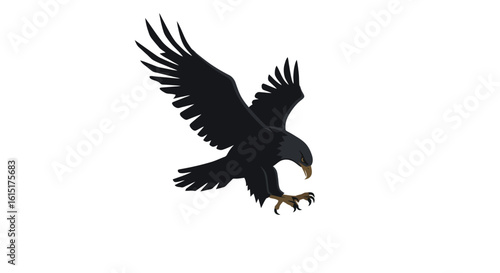 Minimalist Diving Eagle Vector Icon, Bird of Prey Swooping Logo