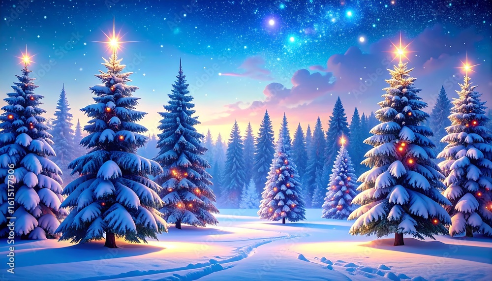 Fototapeta premium Winter wonderland Christmas trees