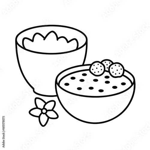 healthy breakfast coloring page with oatmeal juice