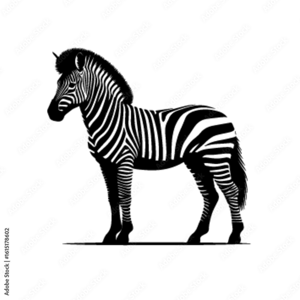 Obraz premium Vintage Style Zebra Vector – Retro Wildlife Illustration Design