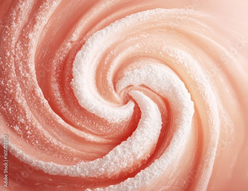 Rose-colored swirl pattern with white textured edges, creating a soft, delicate, and abstract floral-like composition. Gentle light evokes a serene, dreamy feel