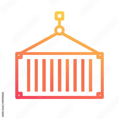 Shipping container lifting icon in gradient orange and yellow colors  