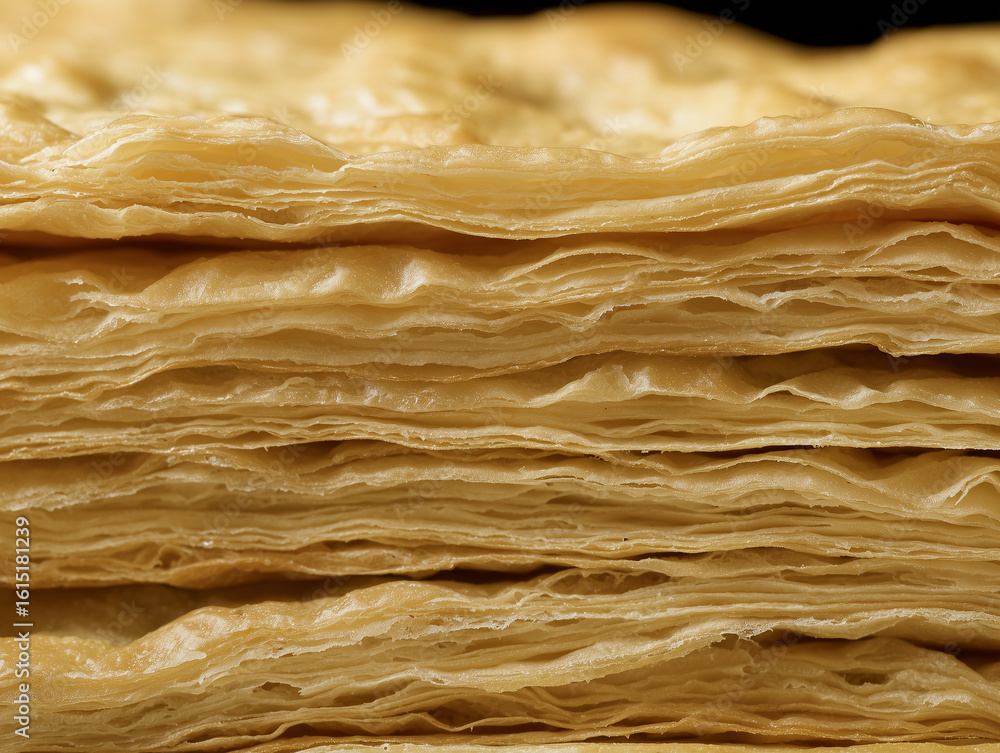 custom made wallpaper toronto digitalGolden Puff Pastry Layers Close-Up