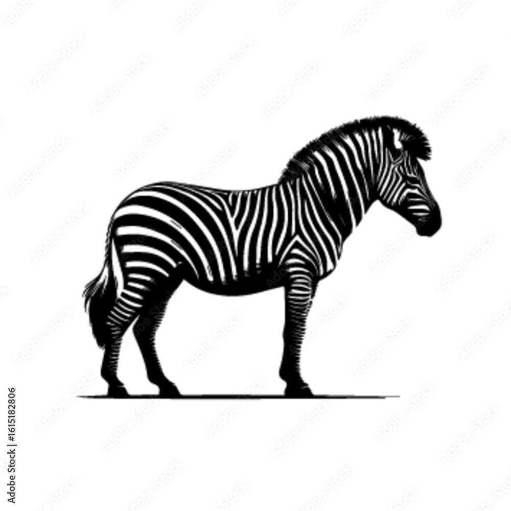 Obraz premium Zebra with Grass Vector – Peaceful Safari Wildlife Scene Illustration