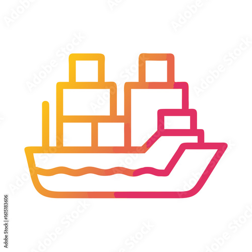 Cargo ship with containers in gradient style for transportation theme  