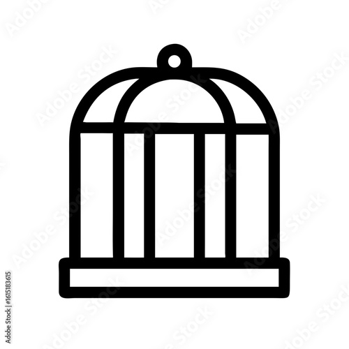 Simple cage illustration showcasing confinement and protection with minimalist design. Symbolic cage features rounded top and straight bars, emphasizing both restriction and security.