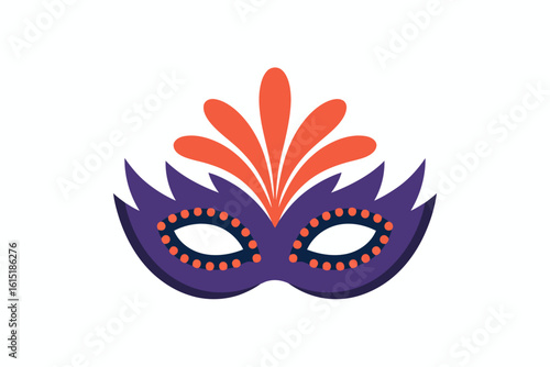 Stylized carnival mask with feathers and dots masquerade
