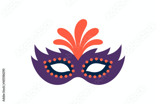 Stylized purple mask with orange accents carnival masquerade