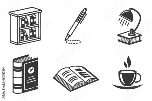 Collection of Study and Reading Icons.