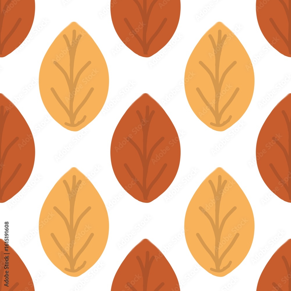 Obraz premium seamless pattern with autumn leaves. kawaii design. 