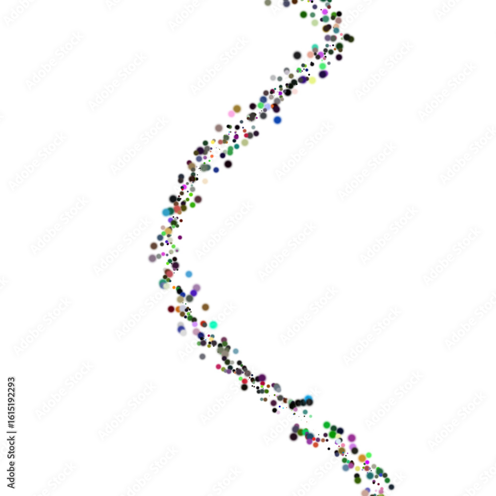 Naklejka premium An abstract image of a flowing trail of colorful dots, evoking a sense of movement and dynamic energy. The dots, varying in size and color, create a visually appealing pattern