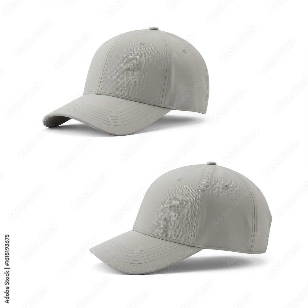Fototapeta premium Grey baseball caps isolated on white background for fashion and sport use