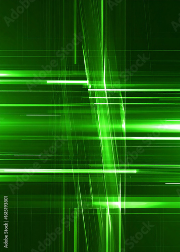 Glowing green pause symbol centered within concentric circles, surrounded by bright light flares and bokeh effect.