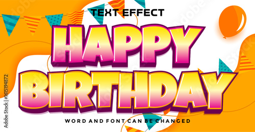 Happy birthday editable text effect