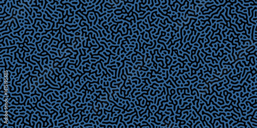 Abstract Reaction-diffusion Turing pattern natural texture blue gradient color scheme. Linear design with biological algorithm psychedelic background. Reaction-diffusion or truing patter