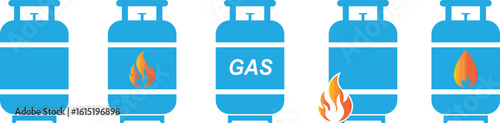 Gas cylinder icon set. Silhouette of LPG gas cylinder, tank vector symbol design isolated on transparent background. Gas propane tank icon vector illustration.
