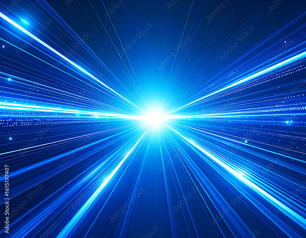 Fototapeta premium Digital Light Trails Speeding Through a Futuristic Data Highway Towards a Bright Future