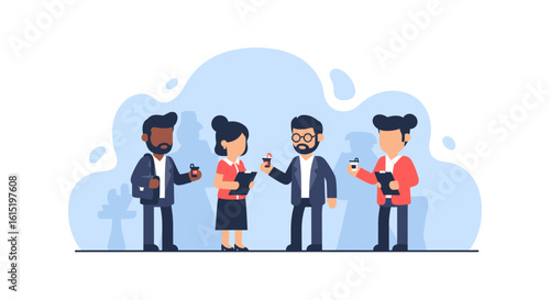 Diverse business team having a coffee break, perfect for website banners or company brochures.