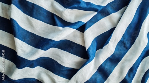 Striking blue and white striped fabric evoking nautical and textile design