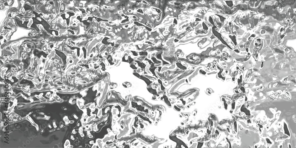 Obraz premium Abstract rendered design of liquid surface with fluid dynamic ripples and shades of gray and white colors