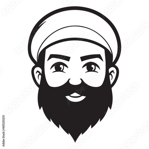 Middle Eastern Arab Male Face Cartoon Illustration
