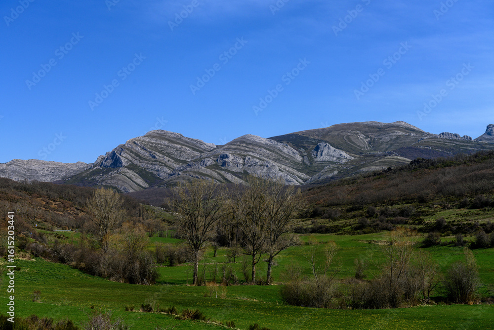 Naklejka premium Expansive view of Montana Palentina with lush valleys and mountain peaks