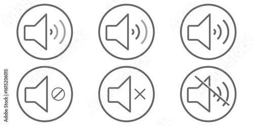 Volume Line Icon. Vector Illustration. Symbol of Sound Level and Audio Output. Vector isolated Volume icon set in black outline and fill. speaker volume icon vector illustration eps 10