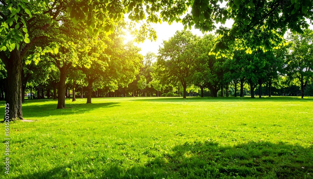 Obraz premium Lush parkland bathed in sunlight