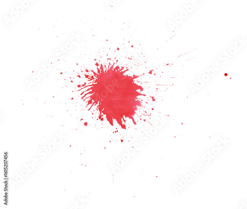 Bright red paint splash creates vibrant abstract art on clean white background for creative inspiration