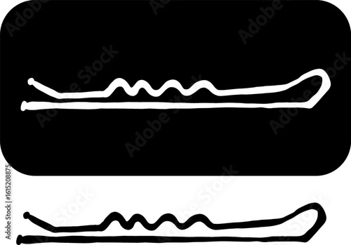 bobby pin Isolated logo. Vector graphic line ink illustration. hair pin Silhouette sign for logo, print, comics, fashion, pop art, boards, design, stickers, decoration, posters