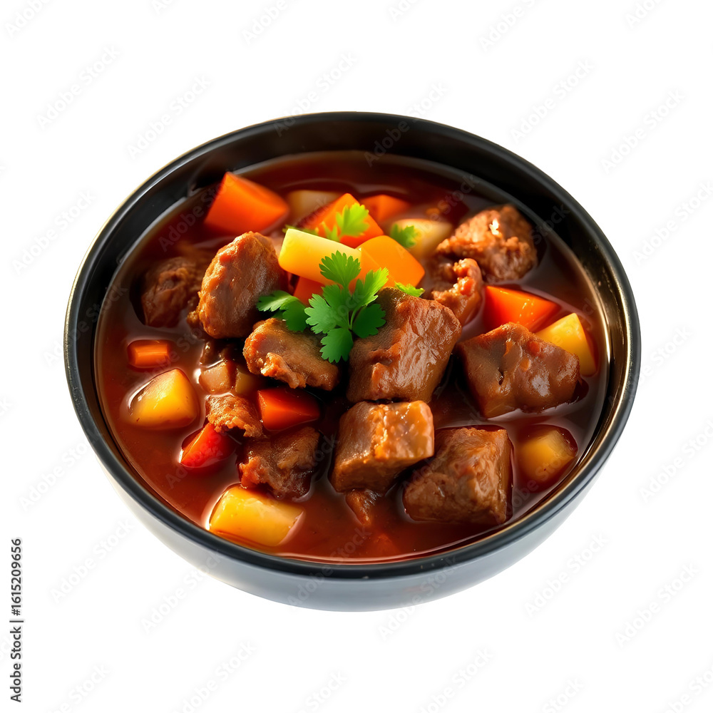 Photo of bowl of beef stew isolated on transparent background Photo of bowl of beef stew isolated on transparent background