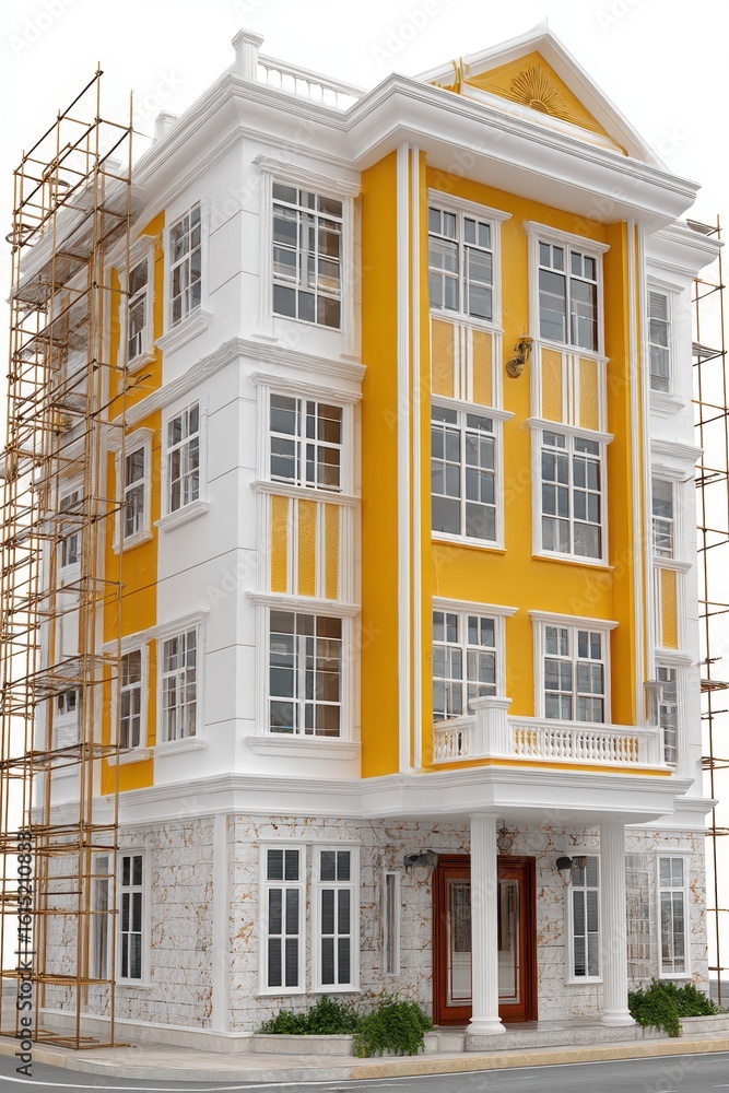 Fototapeta premium Yellow and White Multi Story Building Under Construction
