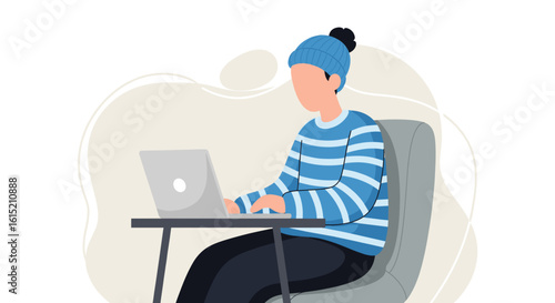Person working on laptop, ideal for website banners or blog posts about remote work.