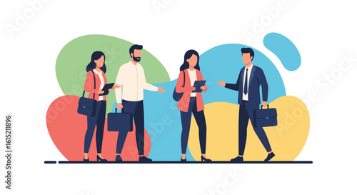 Business team meeting, collaboration, partnership concept illustration for website or presentation.