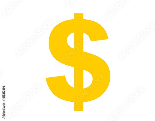 Yellow dollar sign on white background